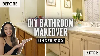 DIY BATHROOM MAKEOVER ON A BUDGET | UNDER $100 | USING DOLLAR TREE DECOR *modern & girly*