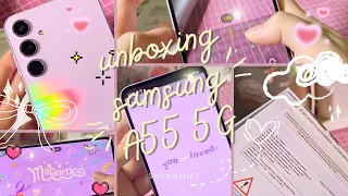 UNBOXING SAMSUNG A55 5G LILAC SUPER CUTEEE WITHME ✨🎀💕🌙🌷🍀