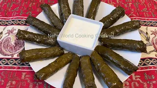 Armenian Dolma Recipe | Meat-stuffed grape leaves | ABSOLUTELY DELICIOUS! QUICK STUFFED GRAPE LEAVES
