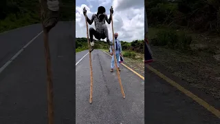 The Banna tribe in Ethiopia walk on stilts to avoid being attacked by wild animals