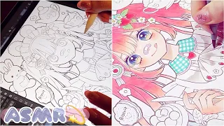 [ASMR] Drawing a rabbit girl with iPad and Copic 🐰 sleeping  /work BGM [Notice] no talking