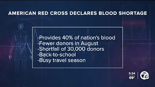 National blood shortage declared by American Red Cross due to low donor turnout