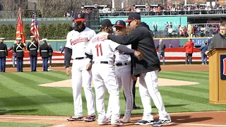 Guardians lineup introduced at Progressive Field home opener