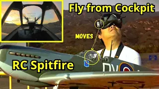 Fly RC Plane from Cockpit View Using Head Tracking FPV - Flightline Spitfire 1.6M