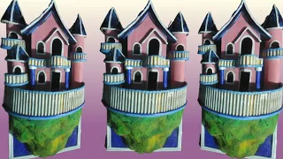 DIY Magic Castle from recycled cardboard#Wall hanging craft#paper  craft😍#homedecor#wallhanging