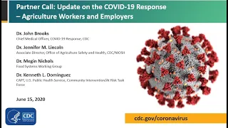 CDC Partner Update on COVID-19: Agriculture Workers and Employers – June 15, 2020