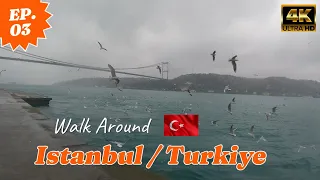 Istanbul, Bosphorus / Turkiye, Walk Around, 4K City Tour - Winter 2024 (Rainy Day) 🇹🇷 (Part 3)