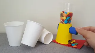 How To Make Candy Dispenser From Paper Cup Craft | Paper Craft  Ideas | DIY