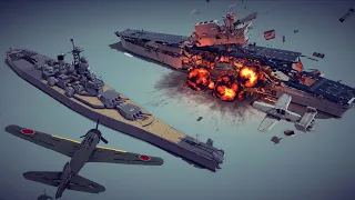 Kamikaze Planes vs Aircraft Carrier and Battleship + Other Awesome Destruction | Besiege