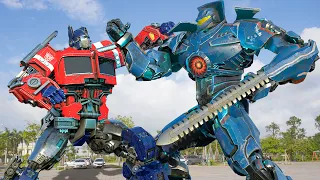 Pacific Rim vs Optimus Prime (Transformers) Robot War in Future World - Big Battle