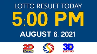 Lotto Results Today August 6 2021 5pm Ez2 Swertres 2D 3D 4D 6/45 6/58 PCSO