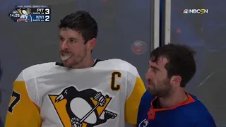 Islanders Penguins 10 players in Penalty box after big scrum erupts Pitsburgh Penguins @ NYIsalnders