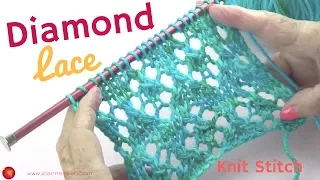 Diamond Lace Knit Stitch - Diamond Knitting Pattern - Rhombus Knitted Instructions