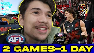 EPIC ESSENDON DREAMTIME WIN!! 2 AFL GAMES IN 1 DAY - CHALLENGE (VLOG)