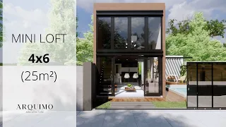 Plano de Mini Loft 4X6 | Tiny House com Loft | Loft com Piscina | 24 M²