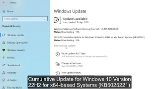 Cumulative Update for Windows 10 Version 22H2 for x64 based Systems (KB5025221)