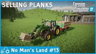 No Man's Land #13 FS22 Timelapse Loading & Selling Planks, Mowing & Baling Grass For Silage Bales