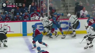 Philip Danault gets to the rebound in the slot and puts it past Darcy Kuemper.