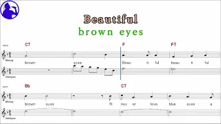 Connie Francis-Beautiful brown eyes karaoke sheet music,MR for players,chord,chorus add(Ye karaoke)