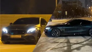 Crazy illegal street drift with E63s Brabus & M8 Competition & Police Chase!