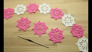 Простой КРУГЛЫЙ МОТИВ крючком ЛЕНТОЧНОЕ КРУЖЕВО из мотивов Crochet Round Motif Tutorial