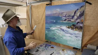 Painting WAVES and SURF - Coastal Cliffs / Brushes and Palette knife / Tonal Values, Colour and Form