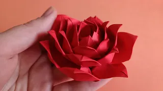 Цветок из бумаги • Как сделать простую розу оригами подарок своими руками • Origami Rose Flower