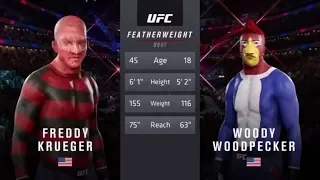 Freddy Krueger vs. Woody (EA Sports UFC 3) - CPU vs. CPU - Crazy UFC 👊🤪