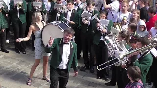 Lady Drummer assists Aycliffe & Brancepeth Brass Band at Durham Miners Gala 2017