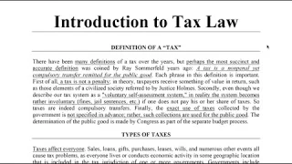 Introduction to Tax Law