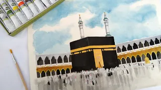 How to Paint Kaaba | Watercolor Painting | Nawal Art