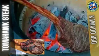 Kamado BBQ Tomahawk Steak Dirty Reverse Sear Using A Kamado BBQ Grill