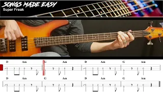 Super Freak - Rick James | BASS TAB LESSON | Songs Made Easy