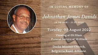 Memorial Service of the late Johnathan James Davids.