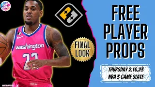 FREE PRIZEPICKS 2/16/23 🏀 NBA PLAYER PROPS FINAL LOOK #playerprops