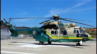 AS332 Super Puma Startup Takeoff Providence Holy Cross Hospital LA County Sheriff N951LB Airbus H215