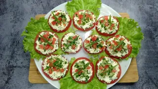 Закуска из помидор с сыром и чесноком Простая закуска