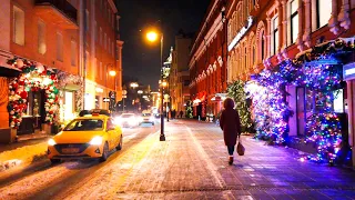 ⁴ᴷ⁶⁰ Walking Moscow 🎄 Patriarshiye Prudy - Patriarch Ponds ❄ Christmas Walk 🎅