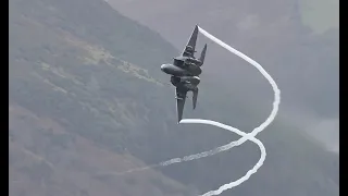 3 USAF F-15 Strike Eagle in the Mach loop Low Level Flying Seymour Johnson AFB,