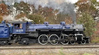 Reading Blue Mountain & Northern 425 Steam Engine Powers 17-Car Fall Foliage Train (October 2021)
