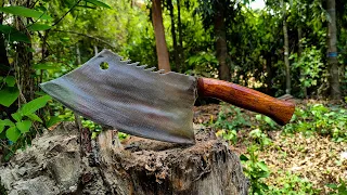 KNIFE MAKING - FORGE A CLEAVER KNIFE WITH SIMPLE TOOLS - HAND MADE