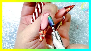 Sculpting Long Red Stiletto Christmas Nails | Unboxing Melody Susie Sparkle Pro E-File