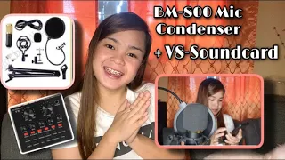 HOW TO SET UP BM-800 MIC CONDENSER+V8 SOUNDCARD|FULL REVIEW+AUDIO TEST|Krissha Cahiyang