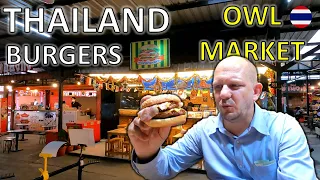 Eating Burgers at the Owl Night Market Nonthaburi, Thailand 🇹🇭
