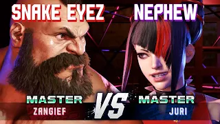 SF6 ▰ SNAKE EYEZ (Zangief) vs NEPHEW (Juri) ▰ Ranked Matches