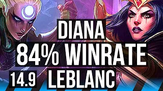 DIANA vs LEBLANC (MID) | 84% winrate, 13/3/5, Godlike | BR Master | 14.9