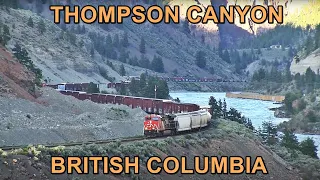 CN & CP Westbound Trains On The CN Ashcroft Sub Through The Thompson Canyon BC