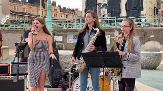 Great Big Band! "Proud Mary" (Tina Turner) Incredible cover by The Brighton Party Band Beach Busking