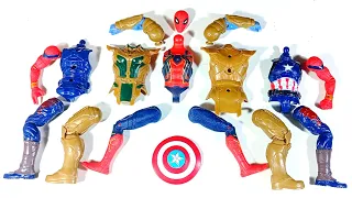 avengers superhero toys.. red spiderman vs thanos armor vs captain america.. merakit mainan