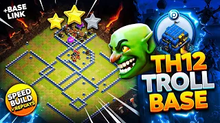 The ULTIMATE TH12 TROLL/TEASER BASE with LINK 2024 | CoC Layout Speed BUILD + PROOF Replays